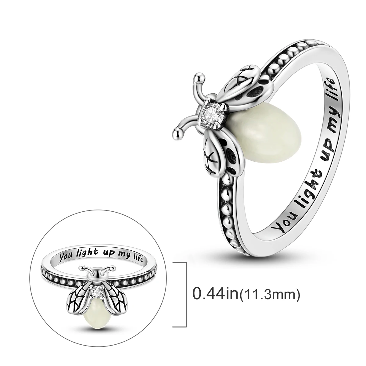 Women's 925 Silver Luminous Firefly Ring, Classic Design