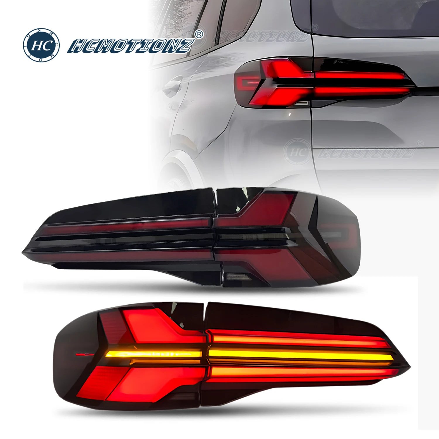 HCMOTIONZ LED Tail Lights For BMW X5 G05 2019-2023 Upgrade Car Rear Back Lamps Assembly DRL Start UP Animation Lighting System