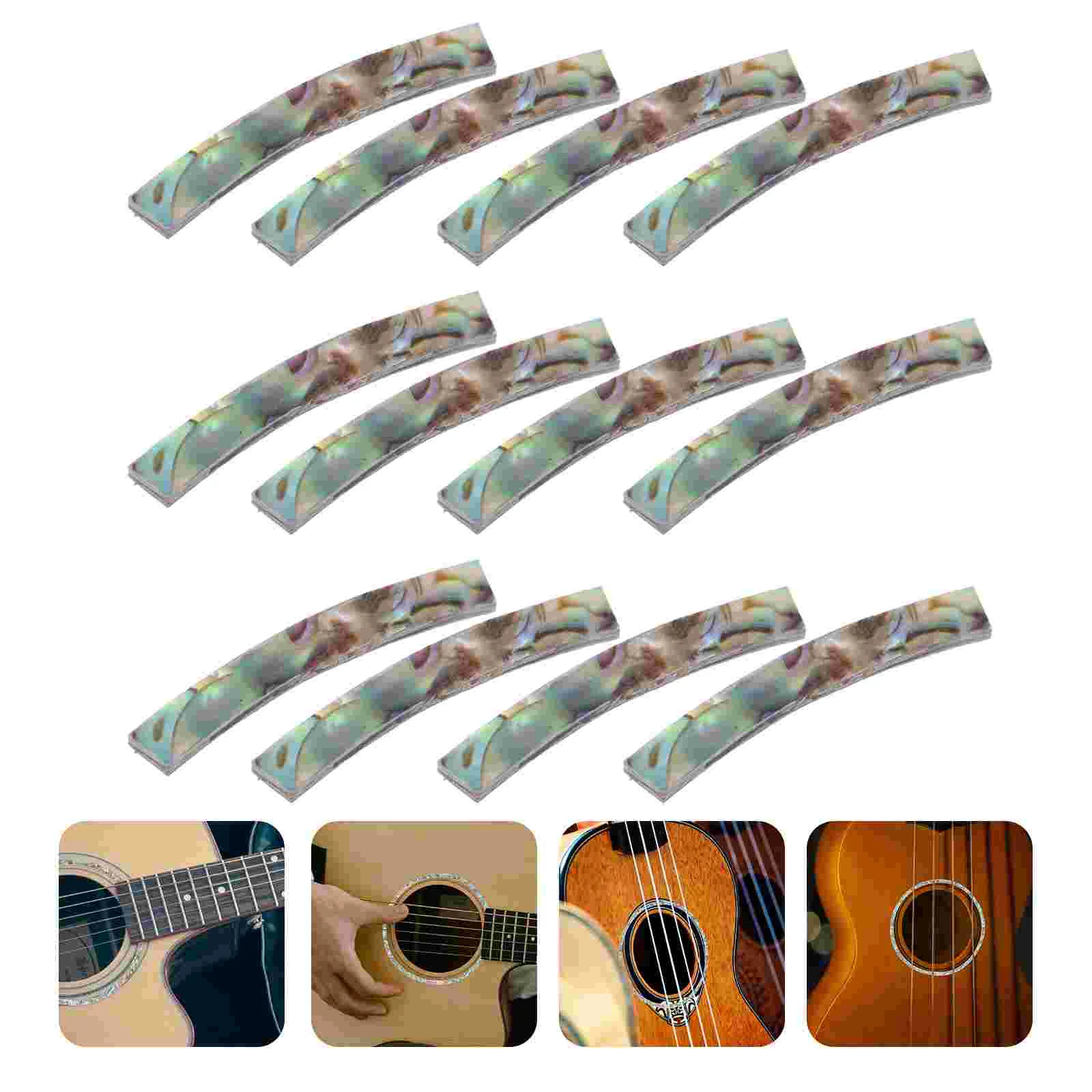 12 Pcs Guitar Shell Decal Inlay Sticker Rosette Wooden Sound Hole PVC Decals Stickers