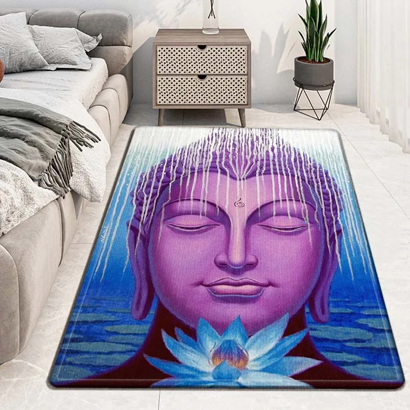 Buddhism Buddha Statue Carpet Kitchen Mat Entrance Doormat Bedroom Floor Decoration Living Room Carpet Bathroom Anti-slip Rug