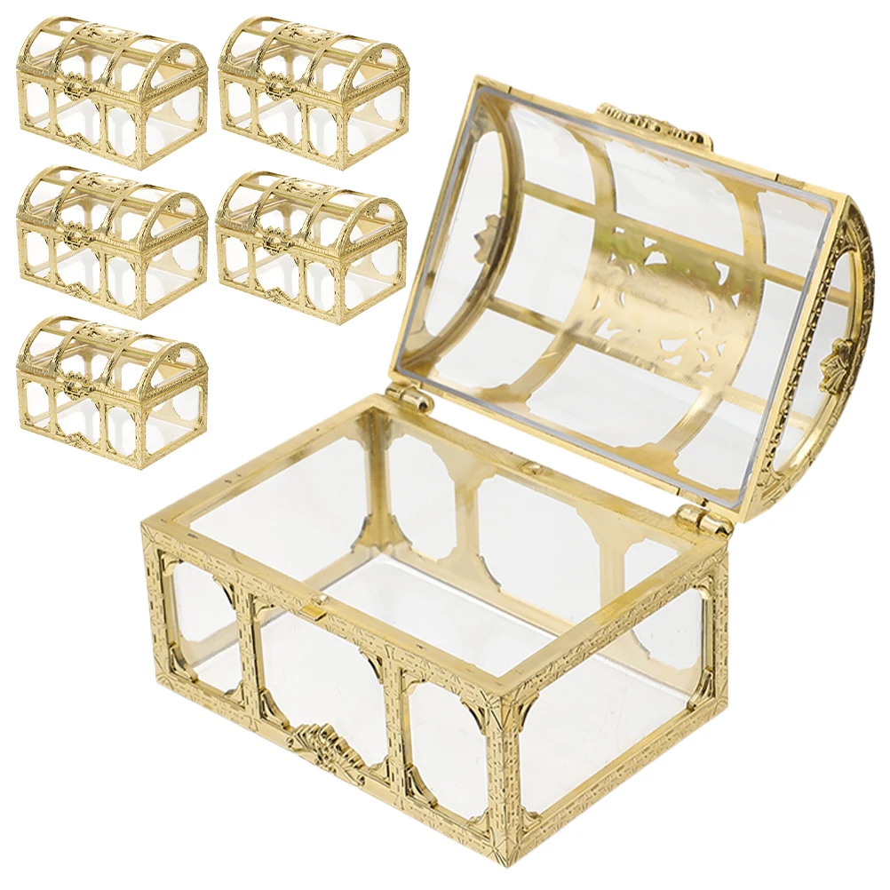 

6pcs Retro Gold Plated Wedding Treasure Chest Boxes 9X6 3X6CM Large Gift Party Supplies Sweets Containers