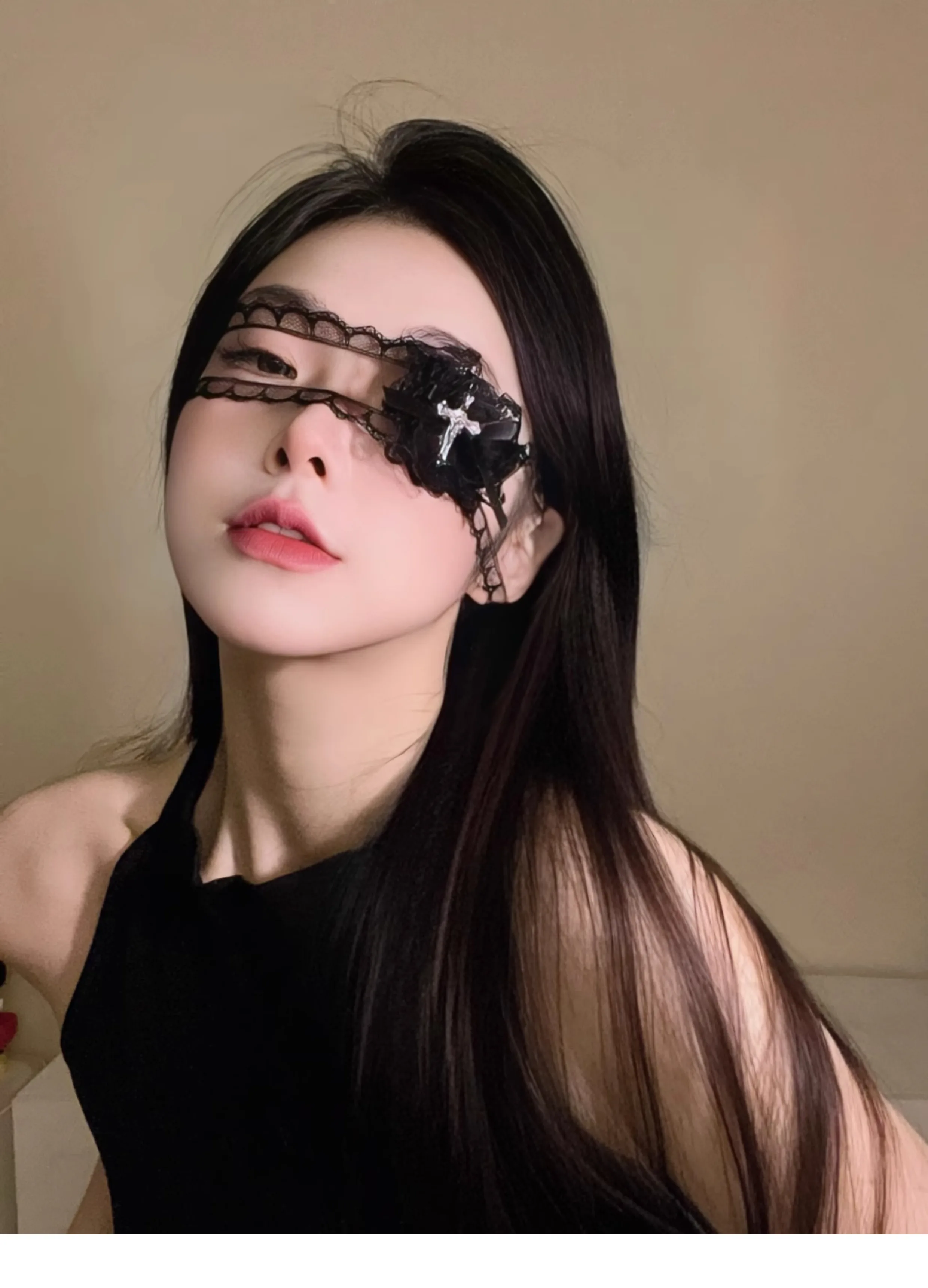 Benda sull'occhio in pizzo bianco nero per ragazze Cosplay Steampunk Cross Eyewear Accessori Lolita gotici