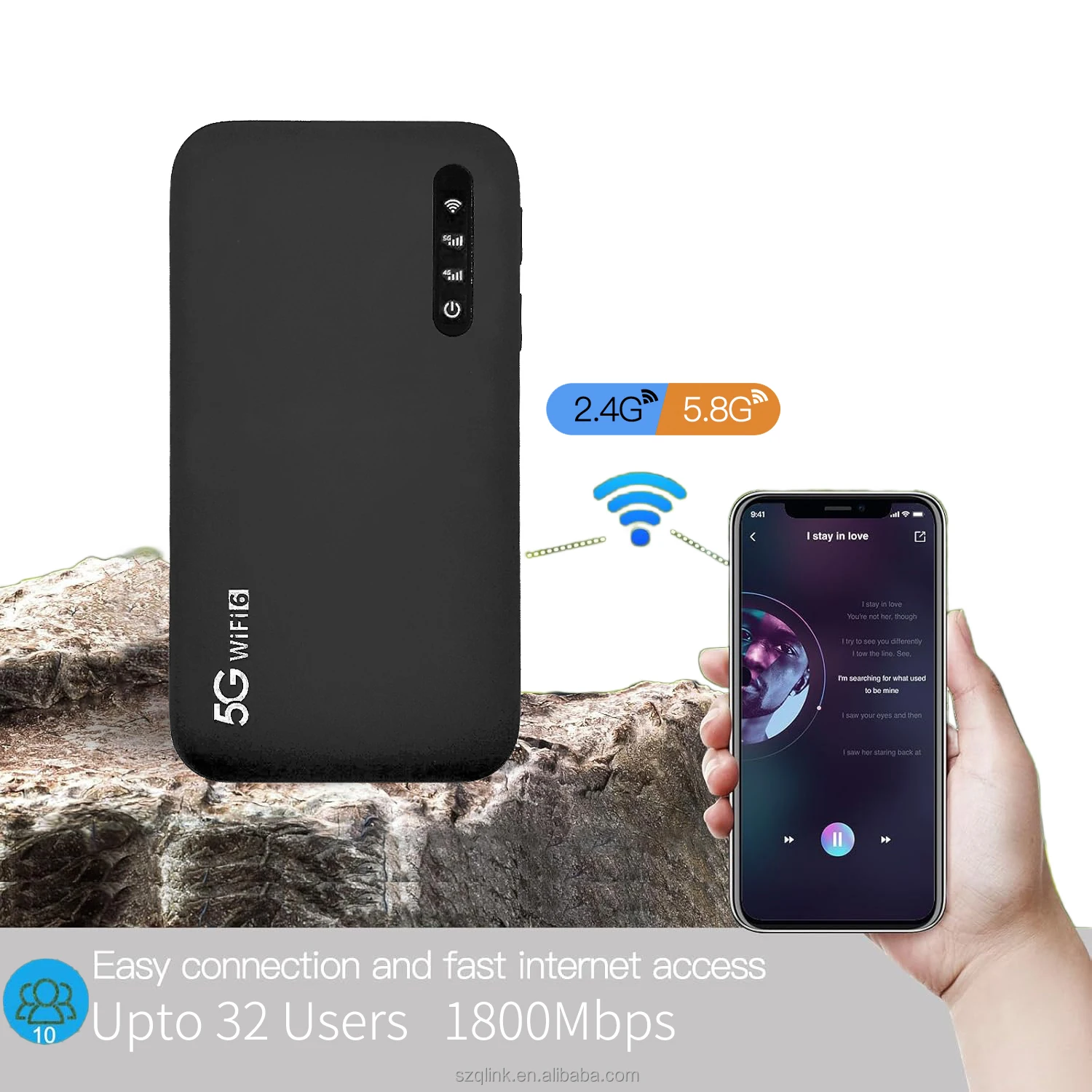 

New Qlink 5G SA NSA Nano SIM UNISOC V510 Modem 5000mAh Mini Pocket WiFi6 1900Mbps Portable Home Router With Firewall & VPN
