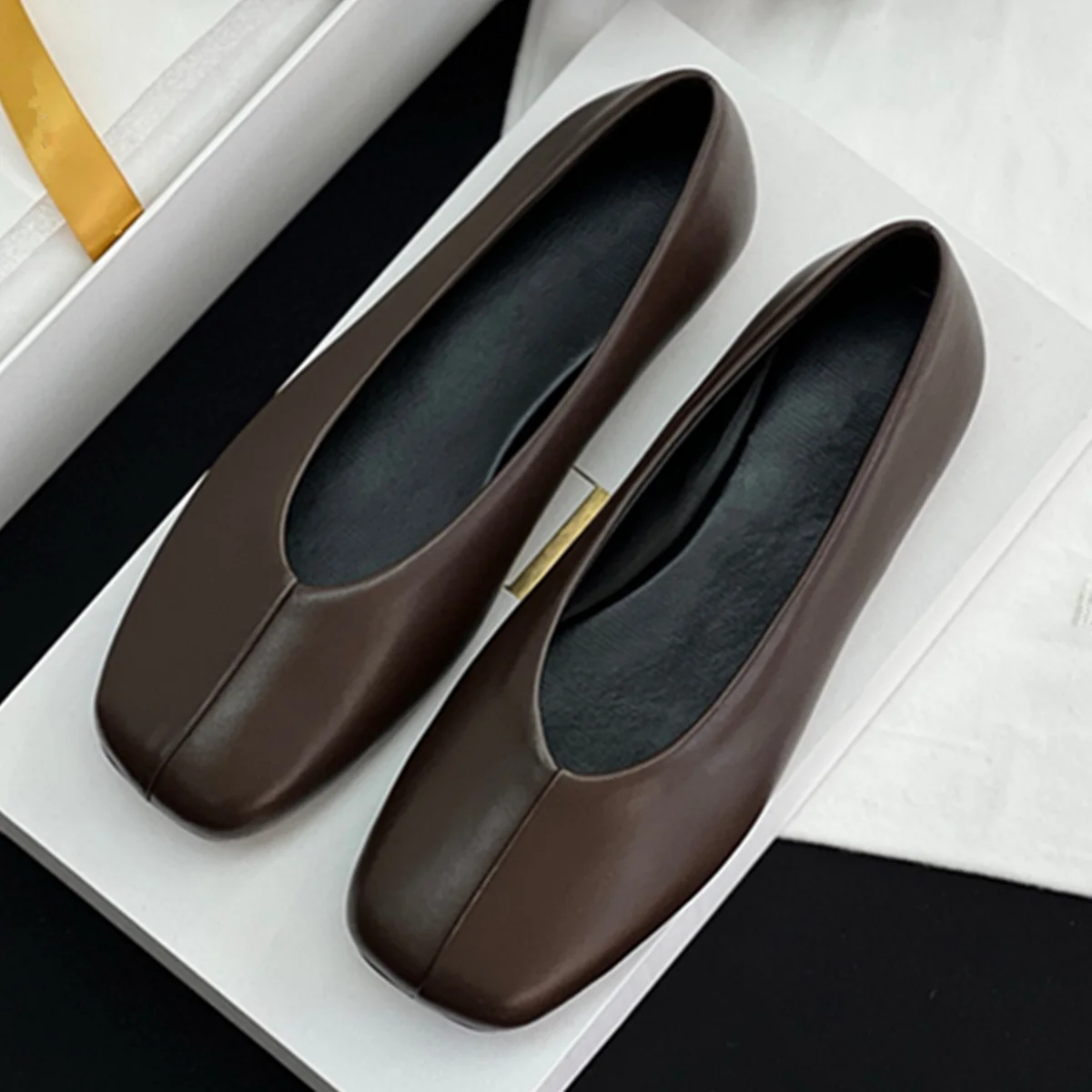 Maxdutti أحذية امرأة للنساء المتسكعون الحد الأدنى جلد طبيعي لينة مريحة الشقق الفرنسية موضة أنيقة التنقل الأحذية