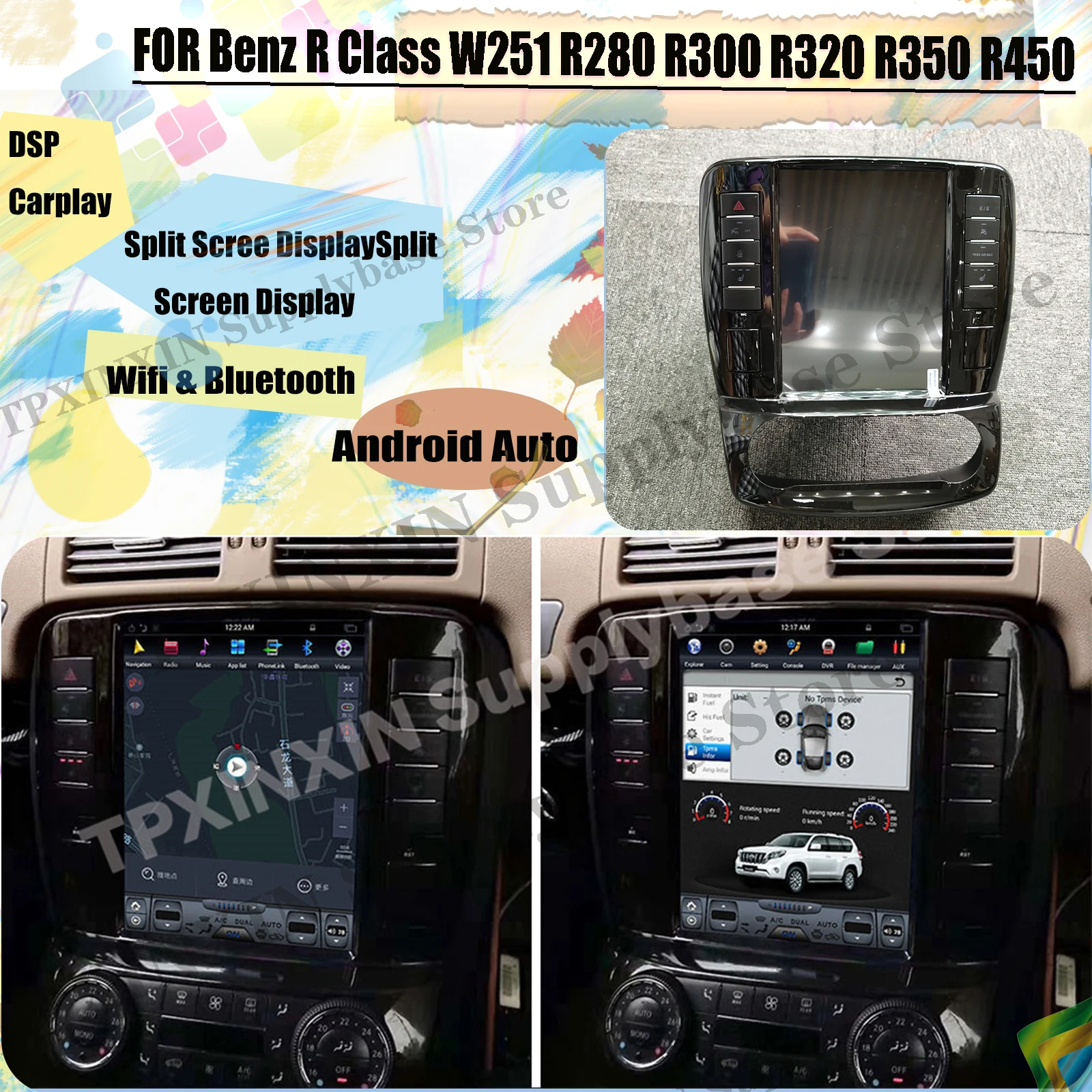 

Tesla Automotive Multimedia Android For Benz R Class W251 R280 R300 R320 R350 R450 2005 2006 2007 2008 2009-2012 GPS Head Unit