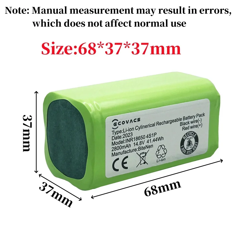 14.8v 2.8Ah Li-ion SM plug battery for Cecotec Conga Excellence 950 990 Ecovacs Deebot DN621 601 Eufy RoboVac 35C Panda i7 V710