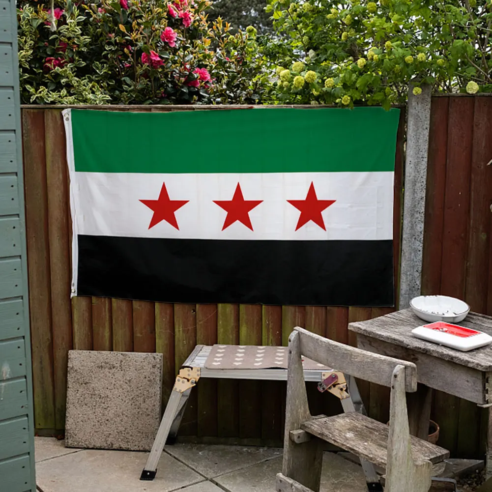 Flag of Syria Revolution 90x150cm Syrian Arab Republic Three Red Star Syria Flag Polyester Syria Banner for Home Decoration