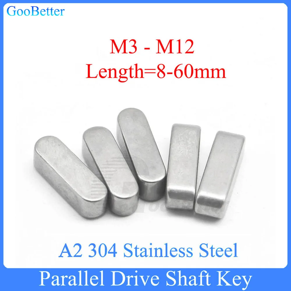 

Round Ended Feather Key Drive Shaft Parallel Key M3 M4 M5 M6 M8 M10 M12 A2 304 Stainless Steel Round Ended Feather Key L=8-60mm