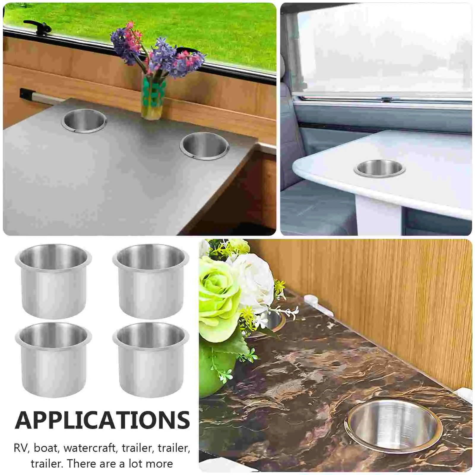 4 Pcs Drink Cup Holder Efficient RV Drinks Extra for Car Table Commercial Vehicle Can Tray Stainless Steel Bed