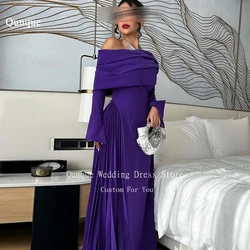 Qunque Customized Off shoulder A-line Evening Dresses Vestidos De Fiesta Skirts Pleat Draped Bespoke Occasion Dress Prom Gowns