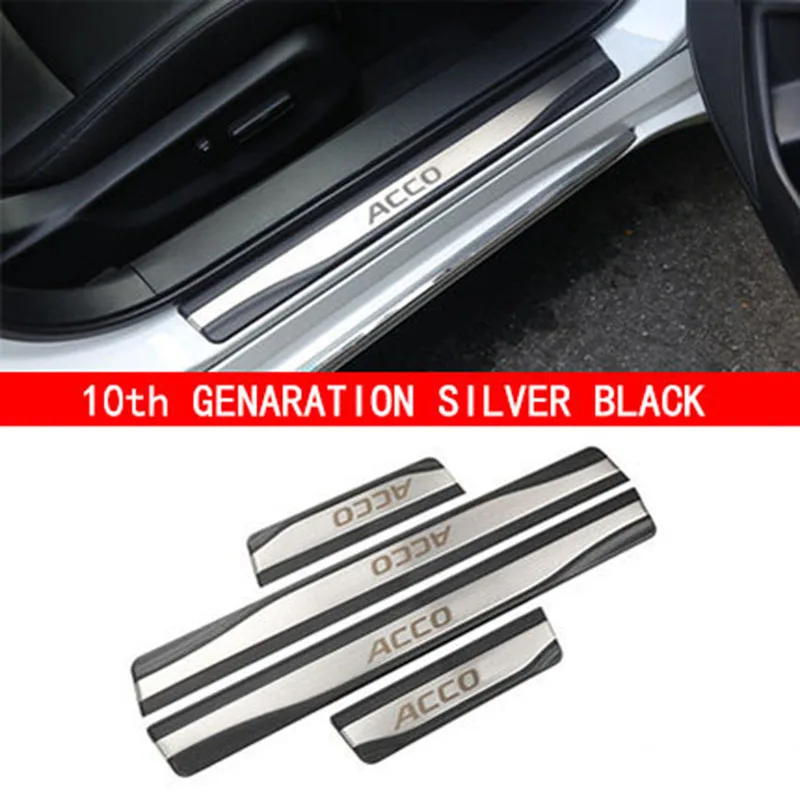 Car Scuff Plate Door Exterior Outer Sill Trim Welcome Pedal Original LED Pedal Car Styling 4Pcs/Set For Honda Accord 2018-2021