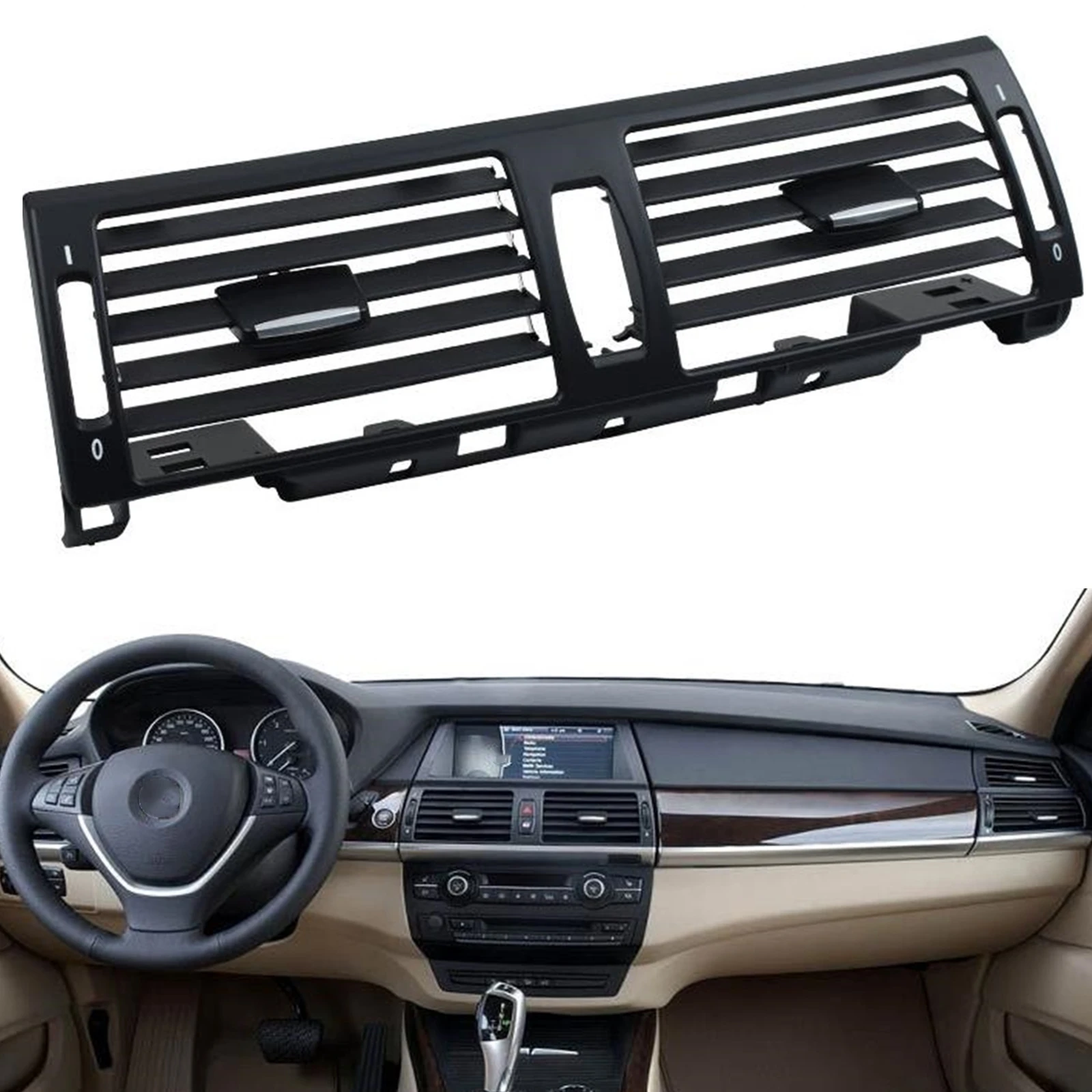 

Front Center Air Outlet Vent For BMW X5 E70 2007-2013 X6 E71 2008-2014 Car Dasnboard Fresh Console Grille Grill Panel Cover Trim