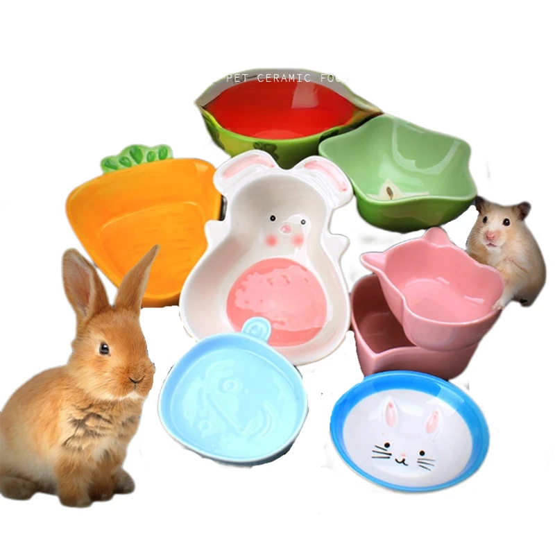 1PC Hamster Feeding Bowl Colorful Heart Shape Ceramic Plate Food Water Bowl For Rabbit Guinea Pig Small Pets Feeder Pet Supplies view 4