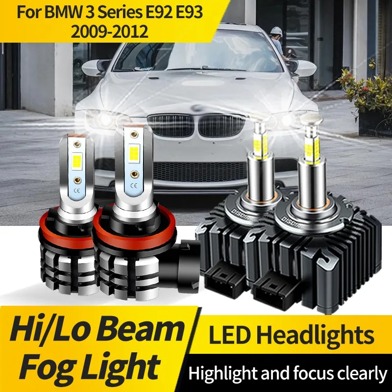 

2PCS For BMW 3 Series E92 E93 2009-2012 HID Xenon Bulbs Replacement D1S H11 LED Headlight White LED Hi/Lo Beam Fog Lights Canbus