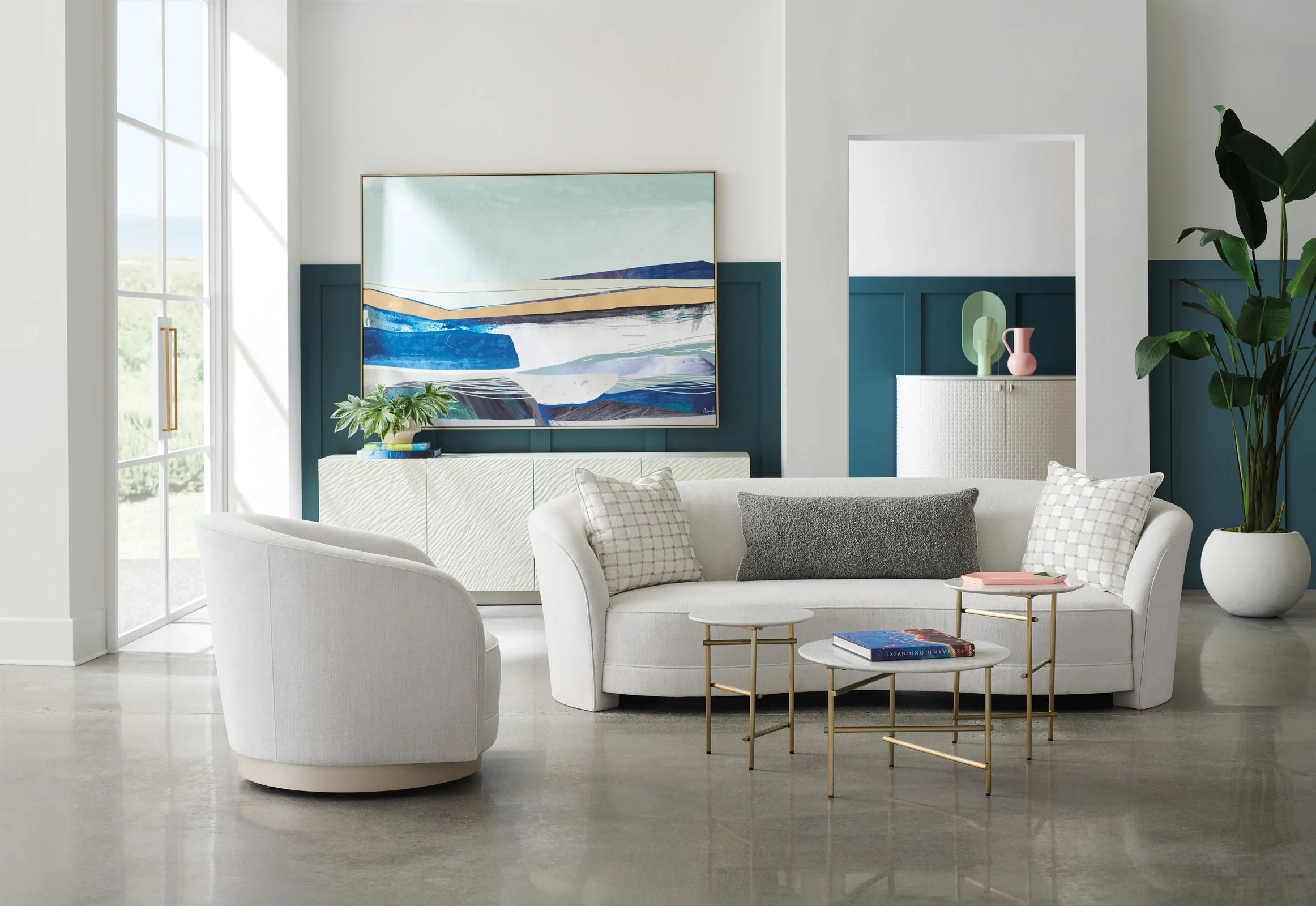 Modern Minimalist Wood Curved Sofa With Antique Design For Hotel Lobby Villa Reception And Negotiation Use