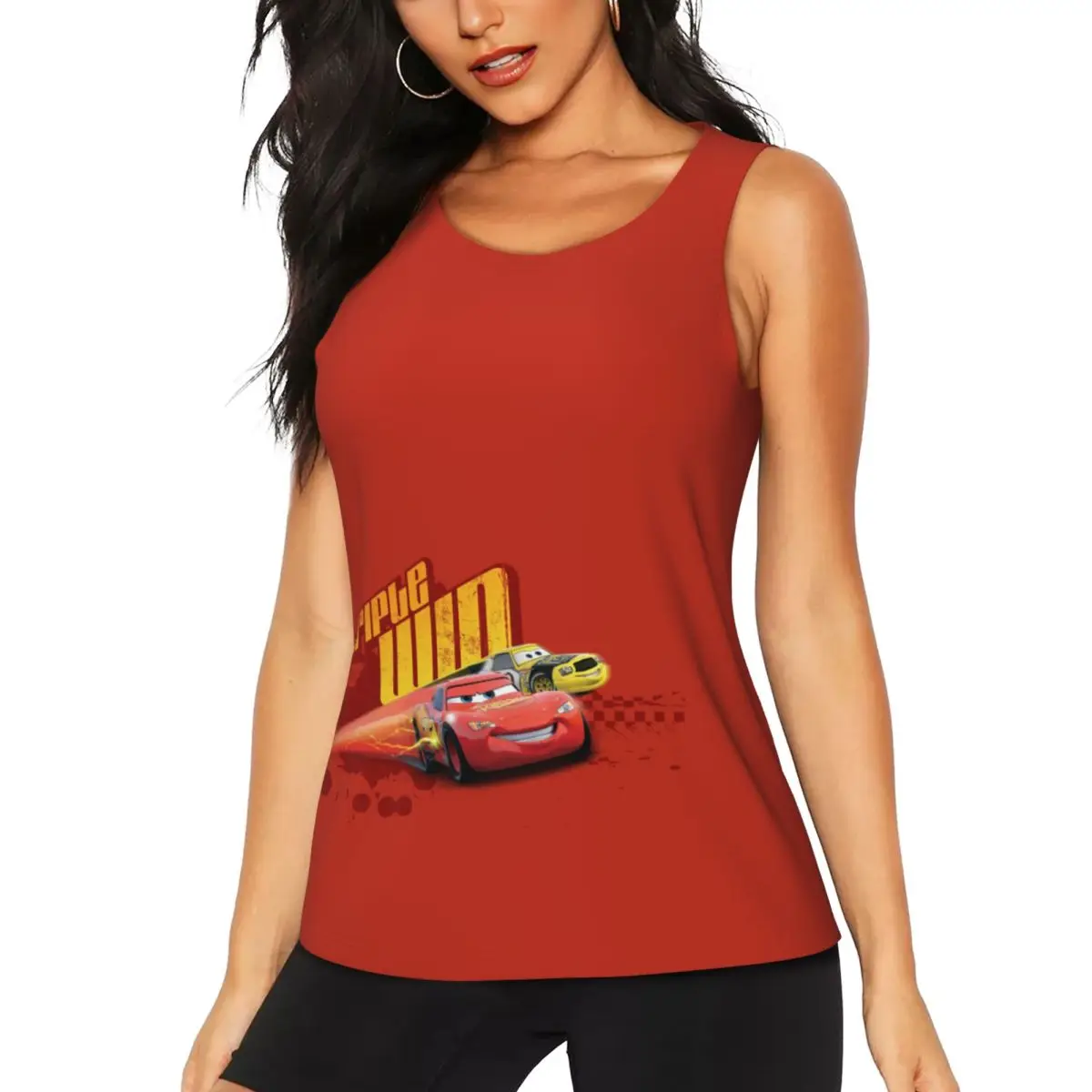 

Custom Lightning McQueen Cars Workout Tank Tops Women's Cartoon Quick Dry Sleeveless Yoga Shirts