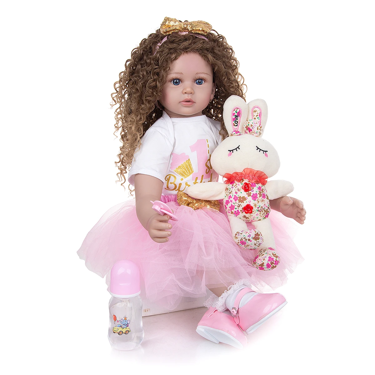 

New Arrive 60 CM Reborn Dolls Menina Long Hair Lifelike Soft Silicone Cloth Body Newborn Boneca Toys Kids Birthday XMAS Gift