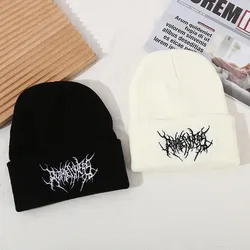 Ciepłe damskie męskie zimowe czapki beanie Gothic Street Punk czapki z dzianiny 100% bawełna moda utrzymuj ciepło Skullies czapki beanie