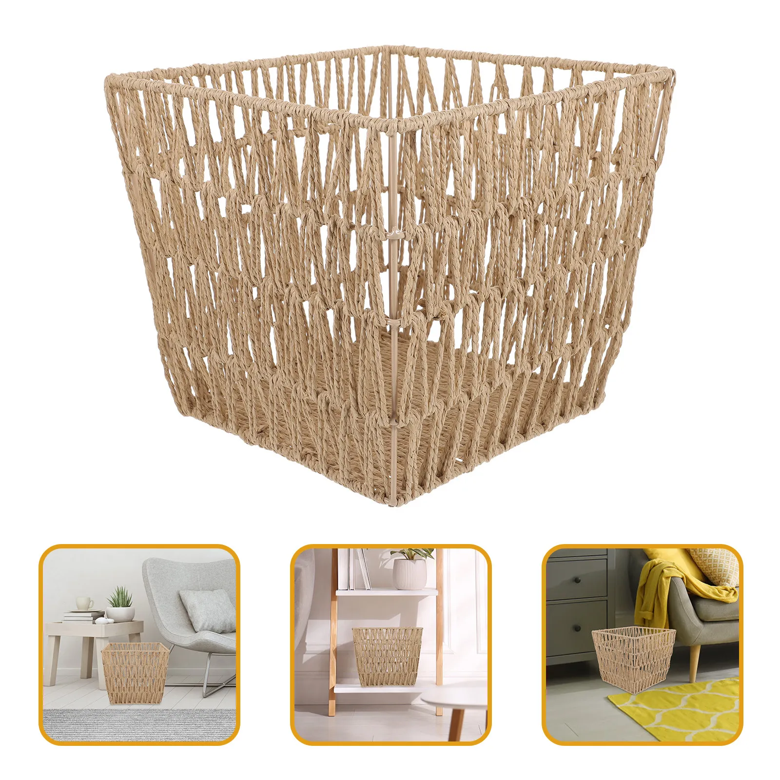 

Плетеная корзина для мусора напольная для дома, офиса, ванной, спальни, прачечной, для хранения мелочей, удобная, портативная, стильная