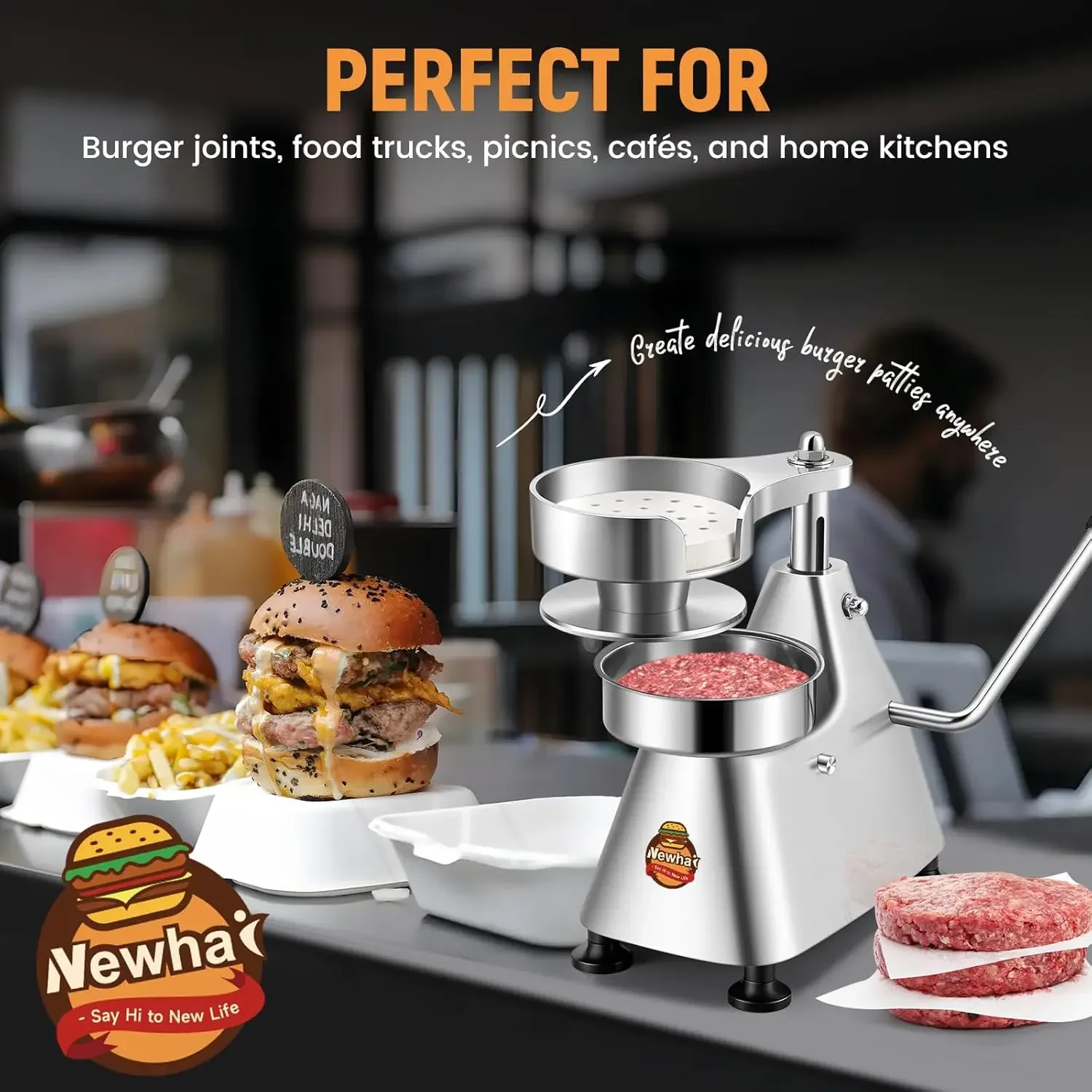 خصومات رائعة. صانع فطائر البرجر التجارية 3 في 1 مكبس همبرغر باتي صنع 4/5/6 بوصة من الفولاذ المقاوم للصدأ برغر سماشر همبر