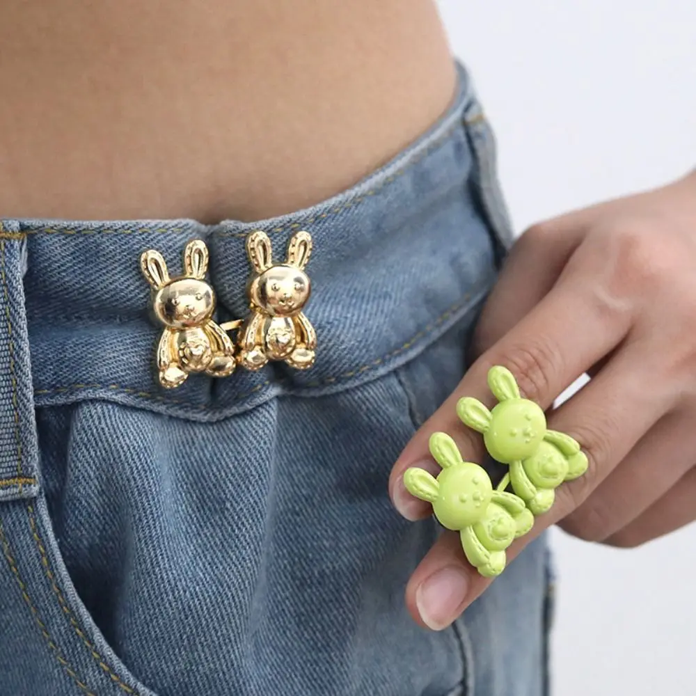 Simple Removable Rabbit Snaps Detachable Pant Clips Alloy No-Sewing Waist Tightener Clothing Buckles Multicolour Skirt