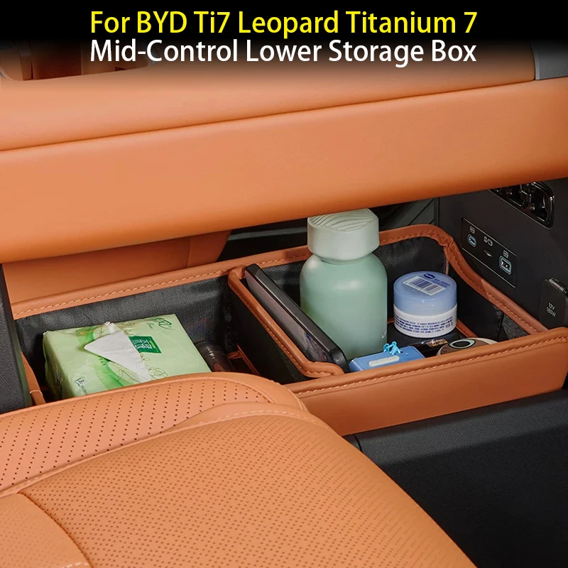 For BYD Ti7 Leopard Titanium 7 Car Center Console Lower Storage Box Under The Center Console Storage Compartment Accessories