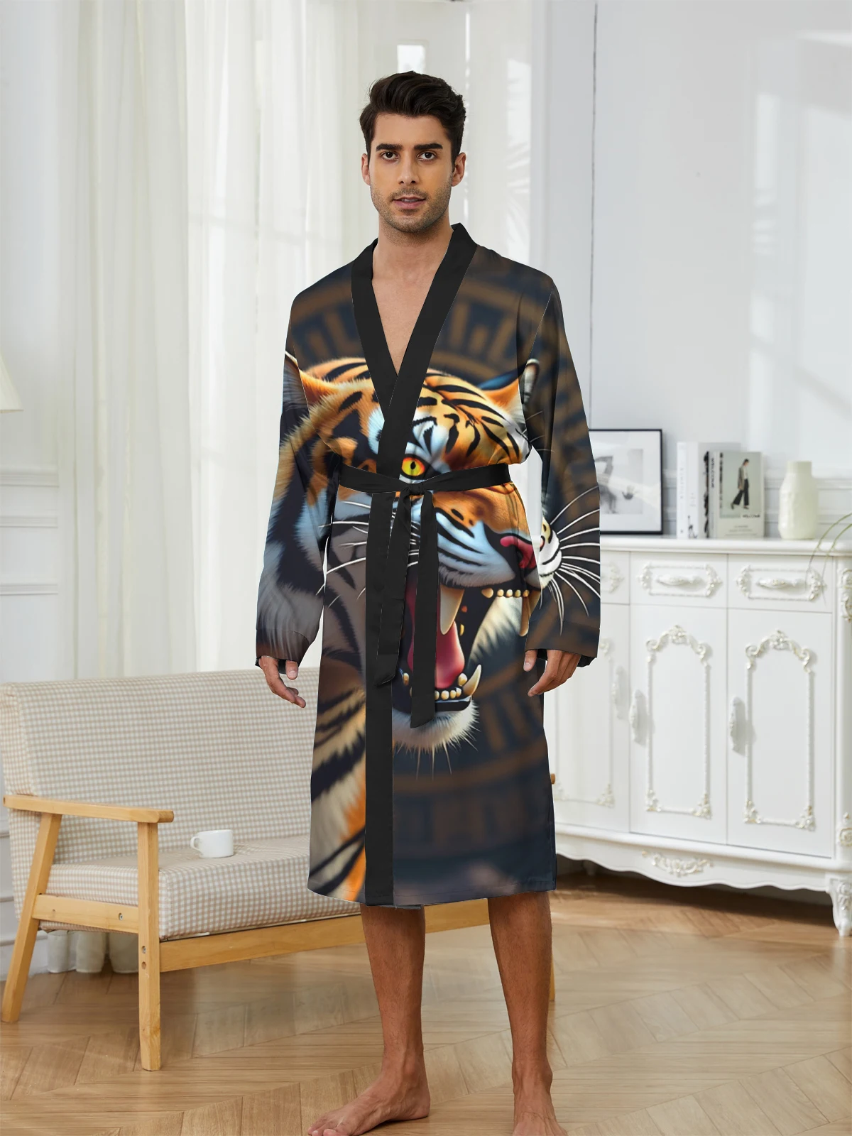 1pcs Men's Robes 2026 Spring/Summer 3D Printed Breathable bath robe Men's bathrobe dressing gown Shower robe Graphic Bathrobe