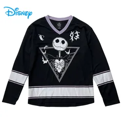 Disney The Nightmare Before Christmas Sweatshirt Jack Skellington Tee Women Casual Pullover Top V Neck Long Sleeve Loose T Shirt