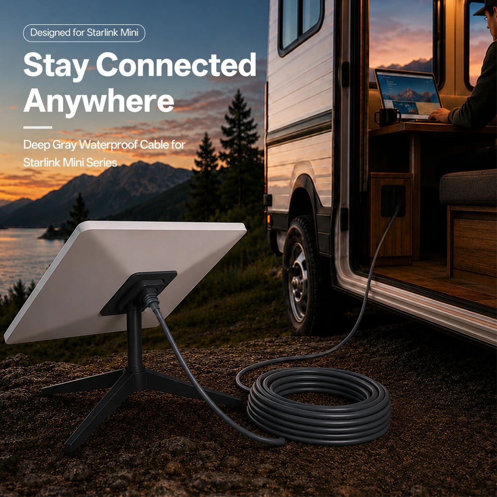 BYXGD Starlink Mini Ethernet Cable IP67 Waterproof Anti‑UV Protection Outdoor Shielded Network Cable for Starlink Mini Dish