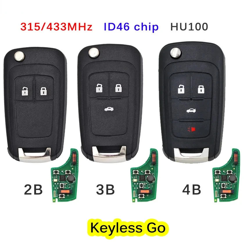 

Keyless Go Car Remote Control Key For Chevrolet Cruze Aveo Camaro Equinox Malibu Orlando Trax ID46 PCF7952E 315MHz 433MHz