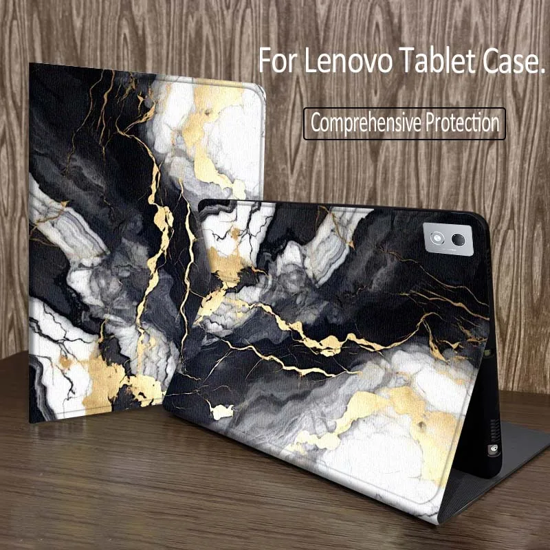 

Black White Gold Marble Tablet Case For Legion Xiaoxin Pad P12 Pro Y900 GT 2023 2025 12.1 12.7 14.5 inch