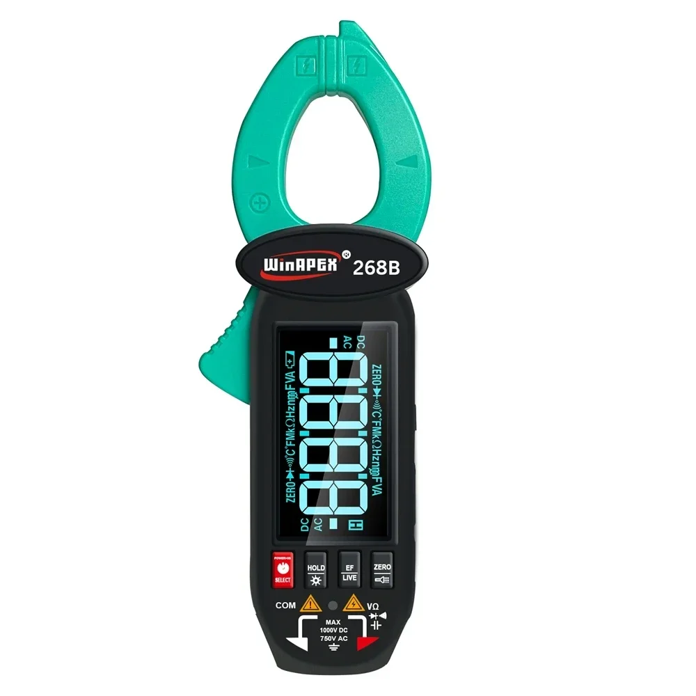 WinAPEX Leakage Current Detect Clamp Meter 0.1mA True RMS 60A AC DC Current Voltage Temp Type-C Screen Rotation NCV Multimeter