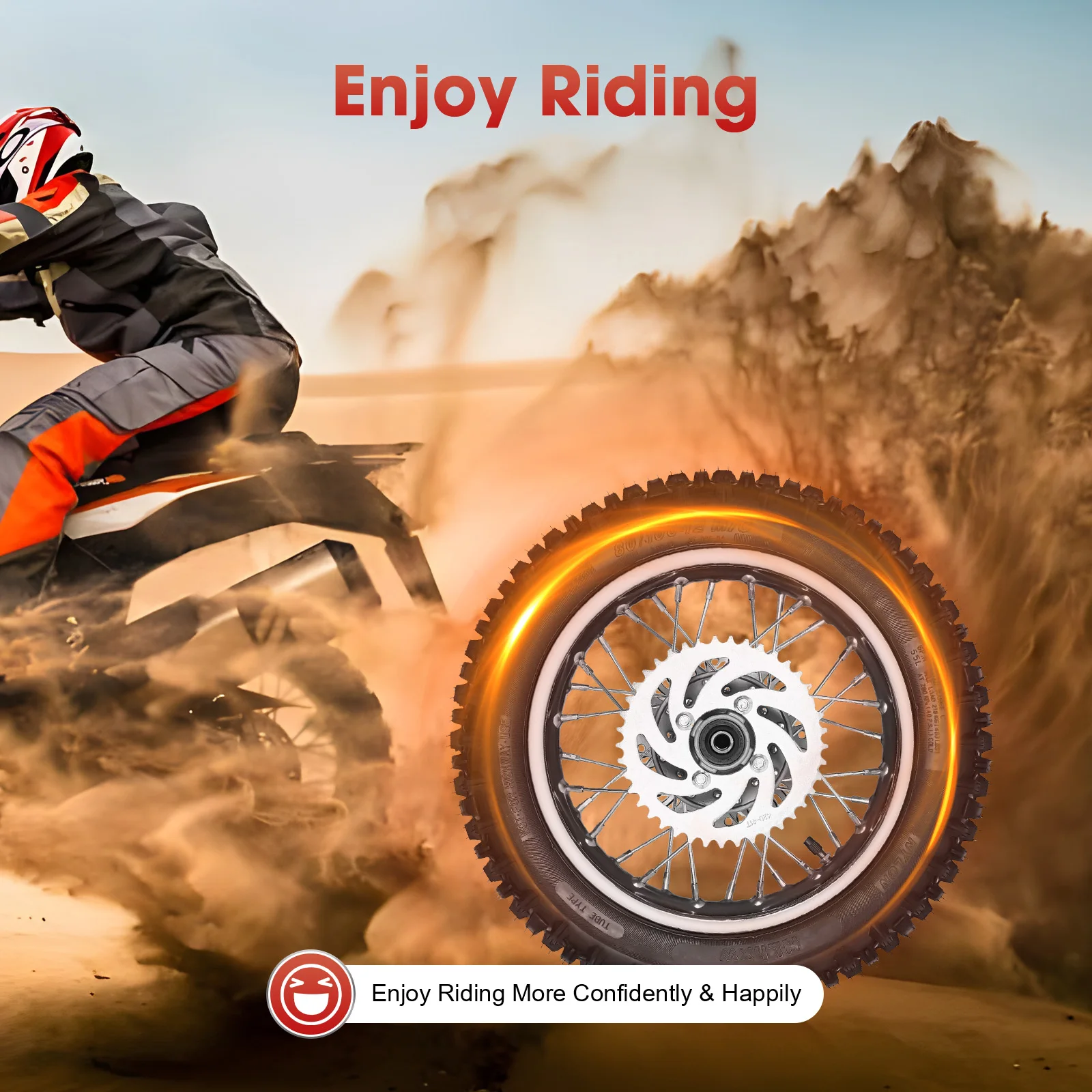 

Rear Tire with Sprocket and Brake Disc Rotor for Dirt Pit ​Bike 50cc 70cc 90cc 110cc 125cc 140cc Professional Accessories