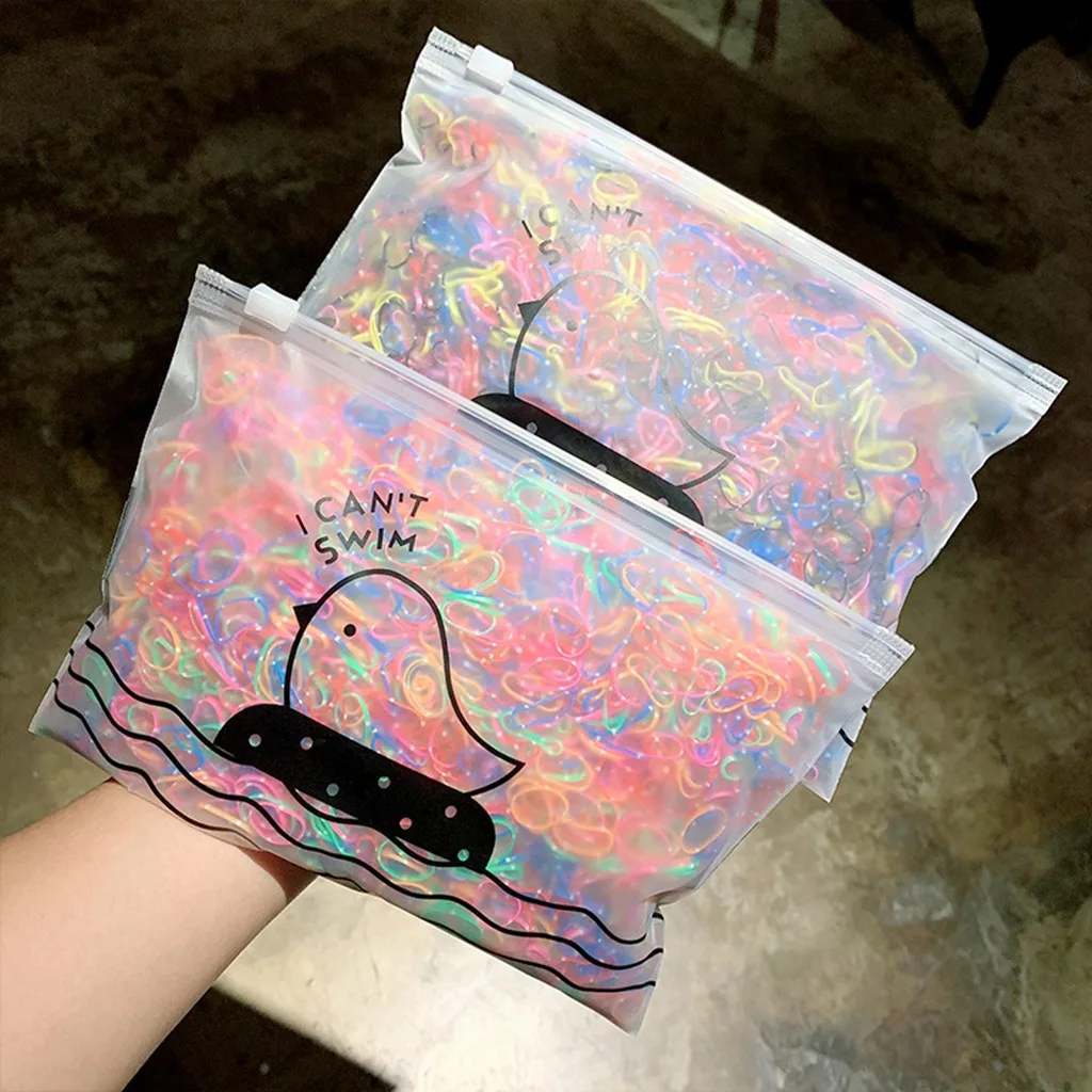 1000Pcs Thick Colored Disposable Rubber Elastic Bands Girl Hair Gum Ponytail Hair Elastic Hair Ties Fashionable Hair Accessories