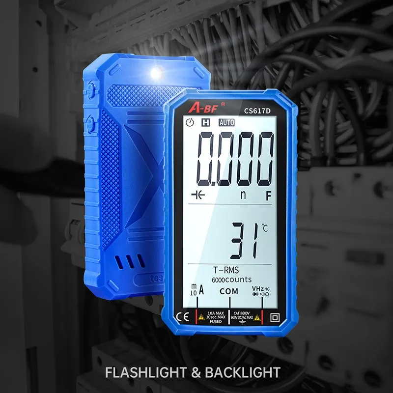 A-BF Professionelle Digitale Multimeter Test Führt Auto Range Großen Bildschirm AC/DC Spannung Strom True RMS Meter Widerstand Frequenz