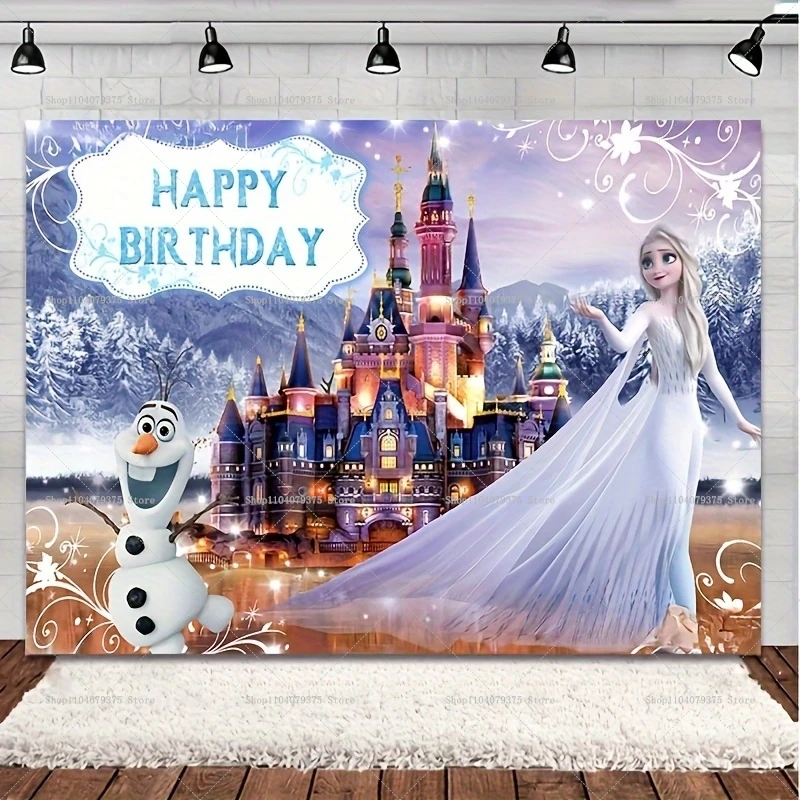 Disney Frozen Princess Elsa sfondo 1pc Vinyl Wall Decor adatto per la festa di compleanno e la fotografia foto Baby Shower