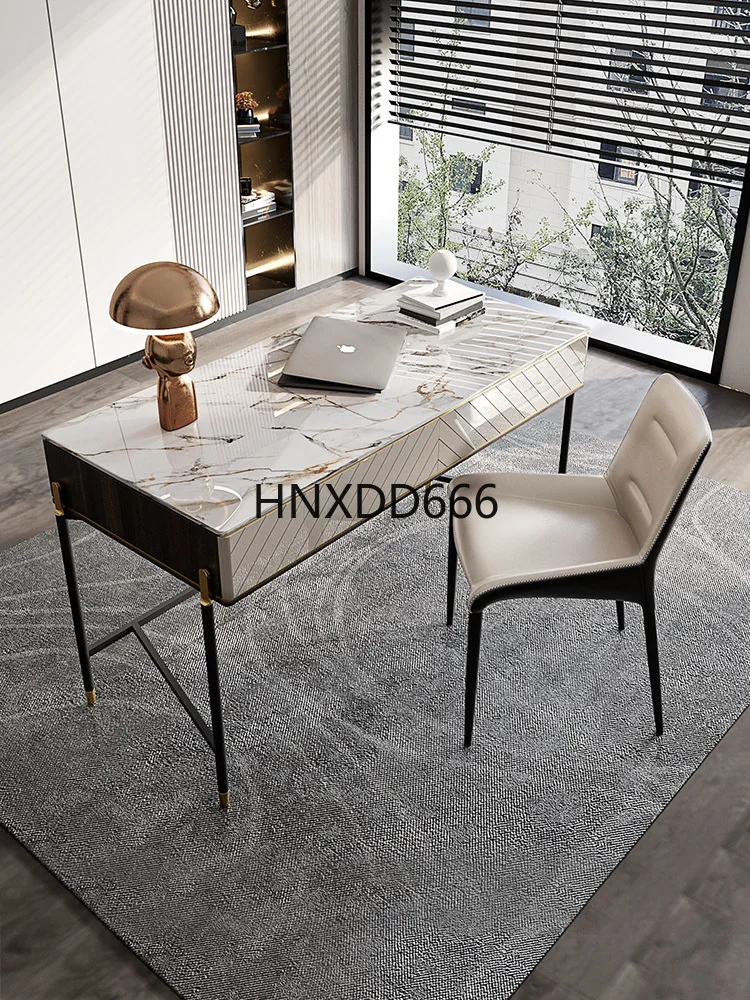 

Light luxury rock slab desk office bedroom writing desk