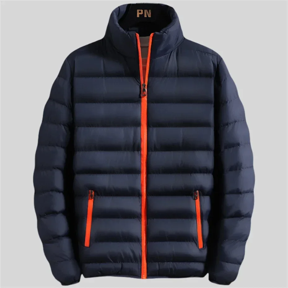 Men's Winter Parkas Fleece Slim Jackets for Men Thick Warm Men Clothing Casual Stand Collar Solid Mens Jacket Coats