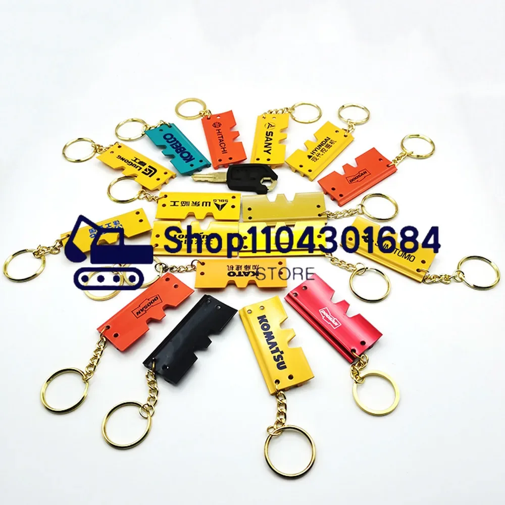 For Excavator Heavy Equipment Keychain with Chain Plate Key Chain for Komatsu Kato Kobelco Doosan Sumitomo Car Keychain Bucket