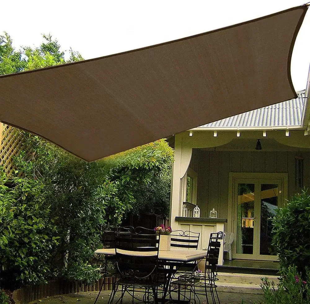 10'x14' Sun Shade Sail Canopy Rectangle UV Block Breathable Curved Sunshade