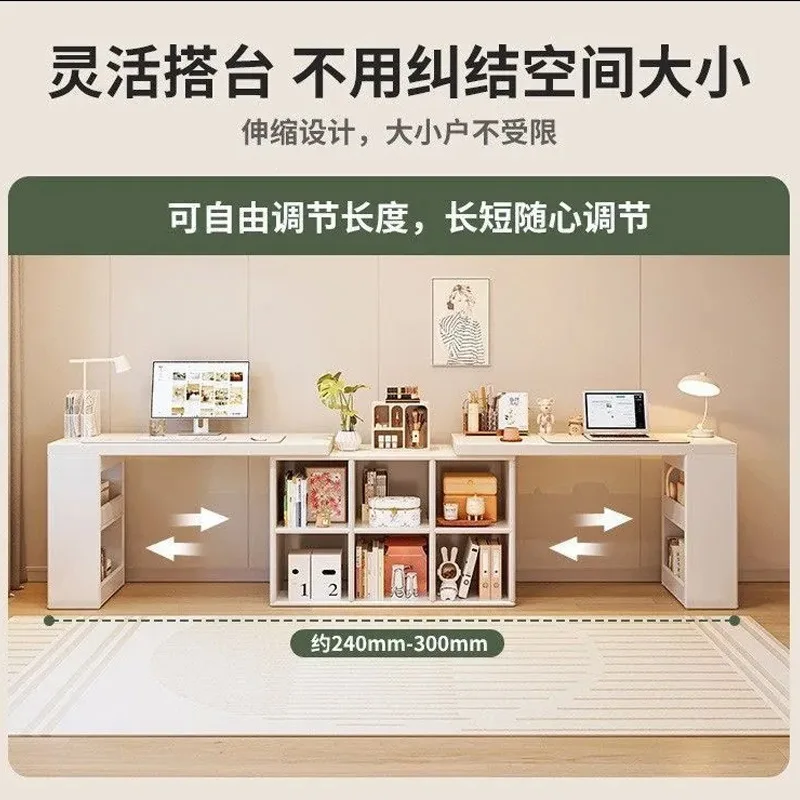 HT Home Computer All-in-One L-Shaped Corner Desk Bookshelf Study All-in-One L-Shaped Corner Study Desk