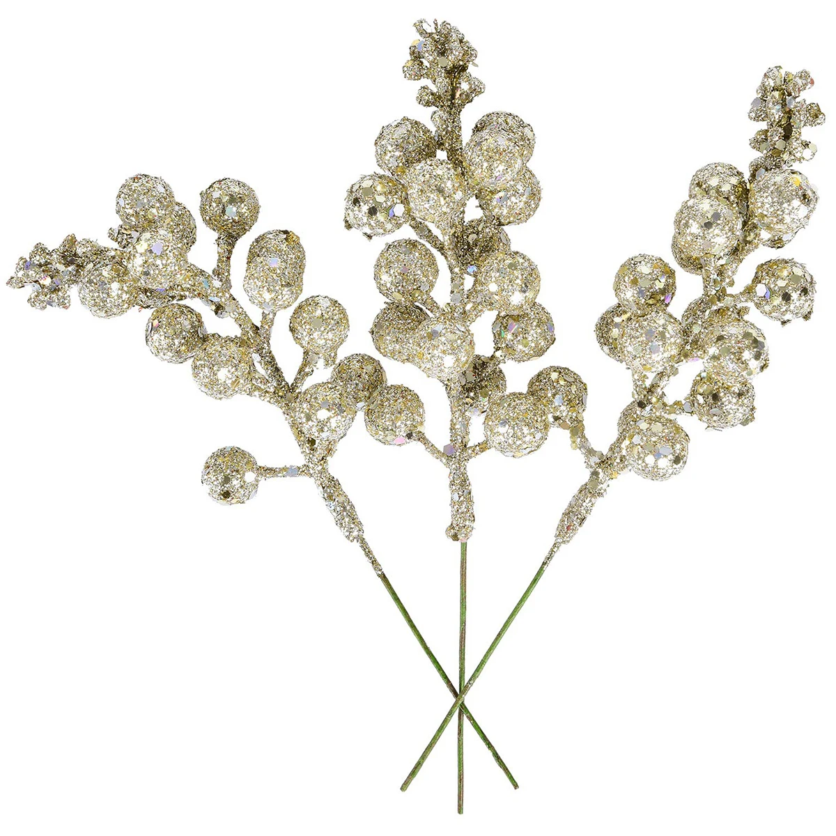 Pack of 25 Glitter Christmas Berry Stems - 7.5