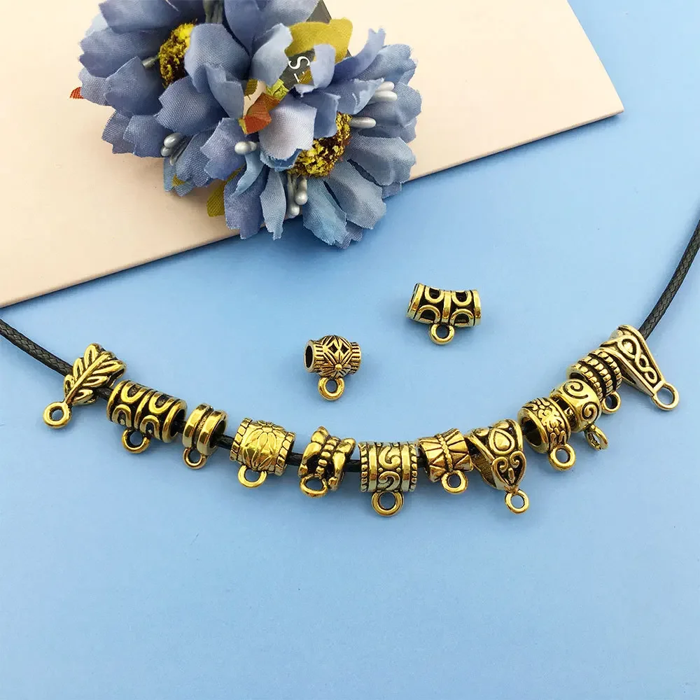 Mix Tibetan Gold Silver Color Metal End Bead Big Hole Connector For Jewelry Making Diy Bracelet Necklace Accessories Wholesale