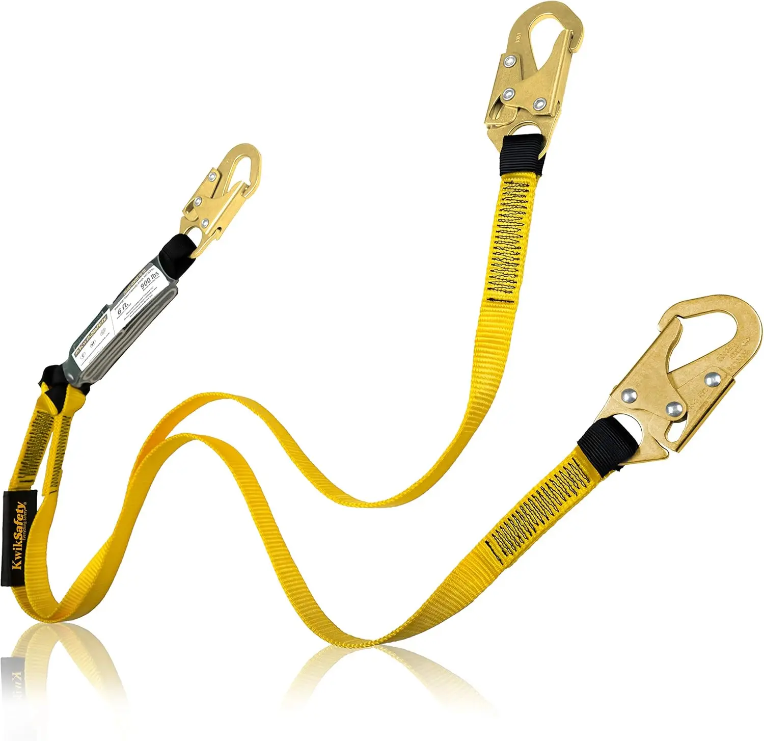 

6' Double Leg Safety Lanyard with Shock Absorber, ANSI/OSHA Compliant Fall Protection for Construction and Roofing