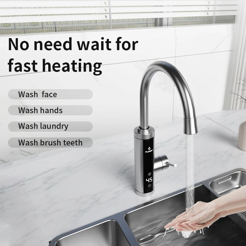 Fudeer Electric Kitchen Water Heater Faucet 3400W 220V insant Heating Tap Tankless Water Heating Geyser With Digital Display