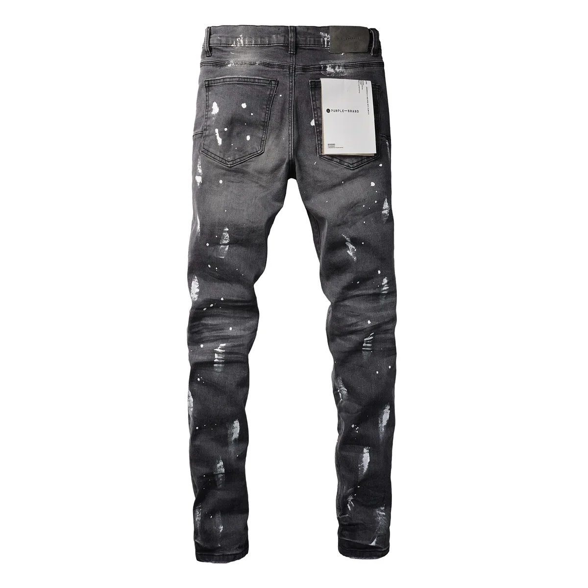 American High Street Ripped Jeans Gray Paint Splatters Fashionable Ripped Jeans Retro Jeans Are Comfortable and Easy To Wear