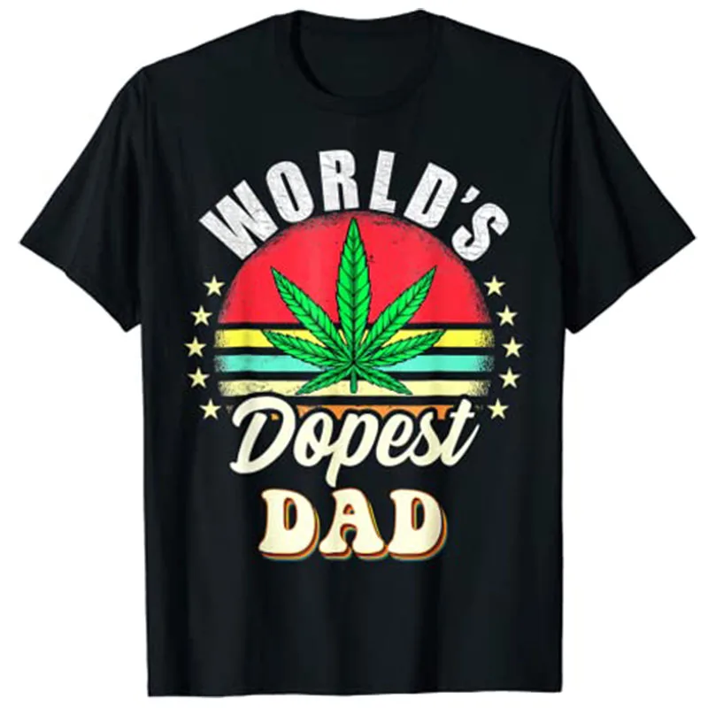 

Vintage Worlds Dopest Dad Weed Cannabis Father Day T-Shirt Graphic Tee Tops Smoking Lover Apparel Gifts Customized Products