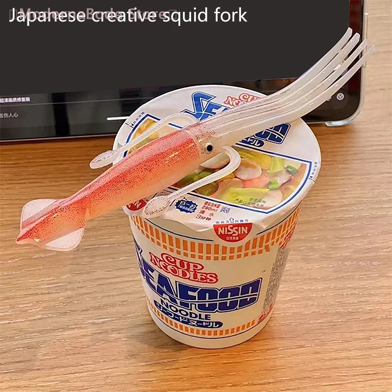 1/2 Stück amüsante Oktopus-Gabelbesteck für Obst und Nudeln; Lustige Gabel mit Tintenfischmotiv für Bento-Mittagessen