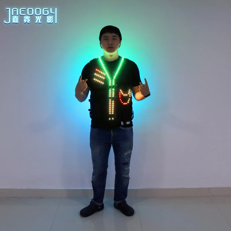 LED Luminous Waist Coat Men Nightclub Bar DJ Stage Costume Party Tron Dance Wear Performance Wear Festival Atmosphere Outfit