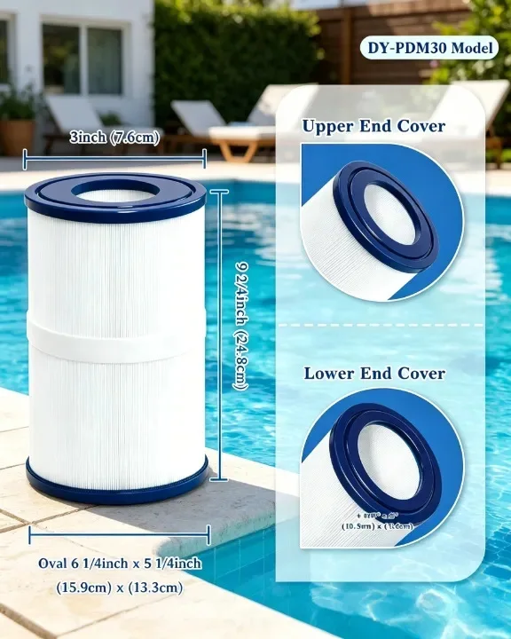 (2 Pack) PDM30 Oval Hot Tub Filter Cartridge 30 Sq.Ft Compatible with 461269 FC-9940 FC9940M 730L 730S
